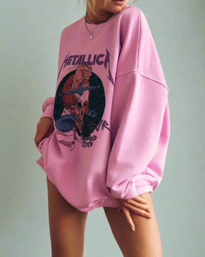 Solid Color Skeleton Metallica Sweatshirt