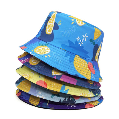 Lemon Print Cotton Reversible Bucket Hat