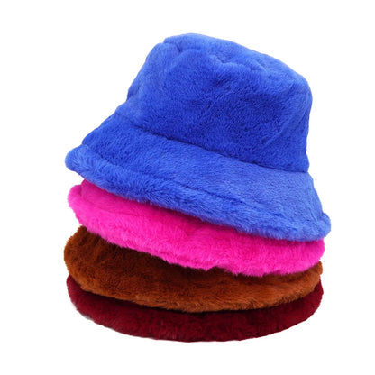 Solid Color Fur Bucket Hat