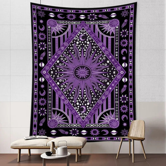 Purple Sun And Moon Tarot Card Tapestry