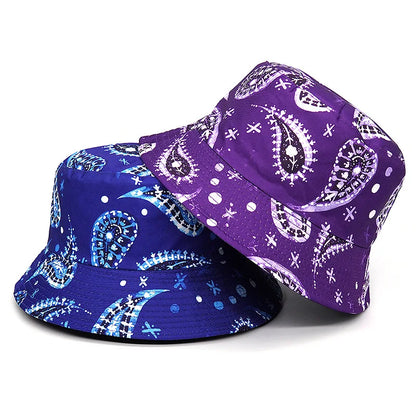 Solid Color Bandana Print Reversible Bucket Hat