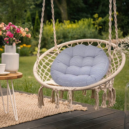 Striped Tufted Round Meditation Pillow