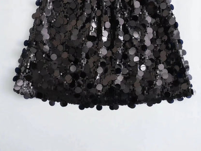 Neutral Sequin Mini Skirt