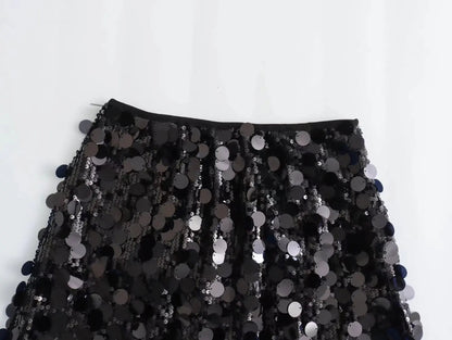Neutral Sequin Mini Skirt
