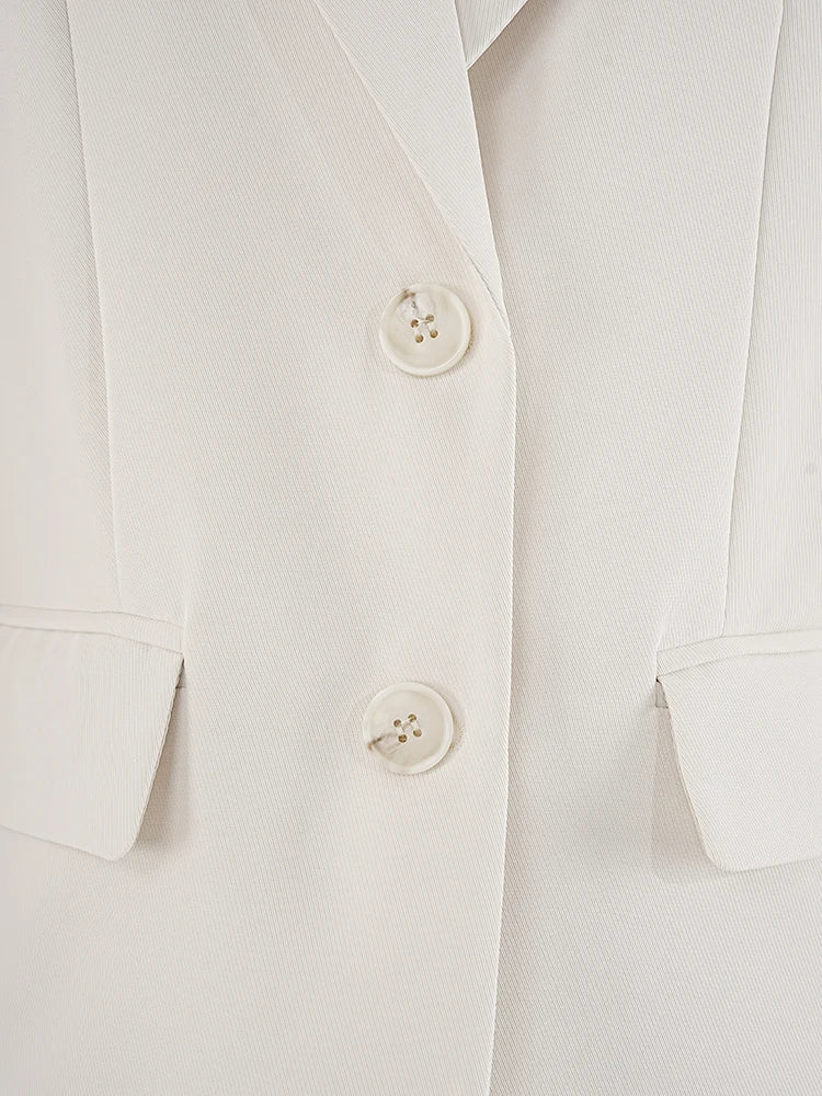 Solid Color Double Button Blazer