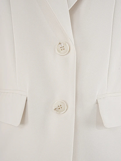 Solid Color Double Button Blazer