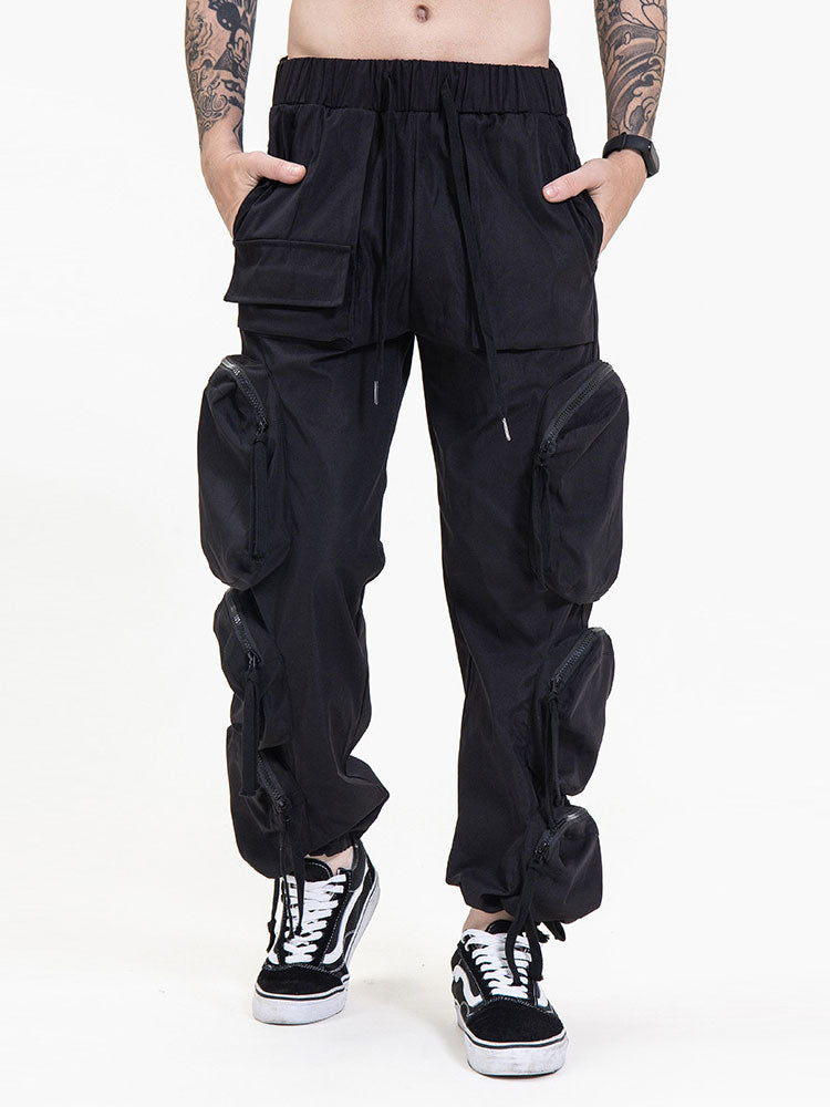 Neutral Drawstring Cargo Jogger Pants