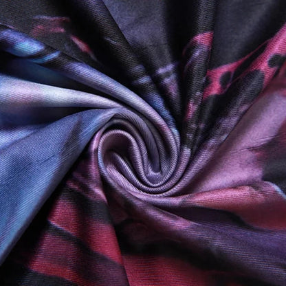 Purple Marble Print Asymmetric Spaghetti Strap Maxi Dress