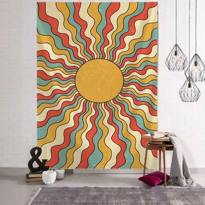 Multicolor Swirl Sunshine Rays Tapestry