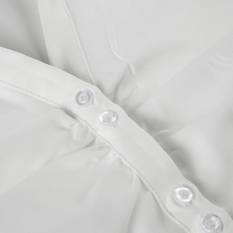 White Button Up Back Tie Long Sleeve