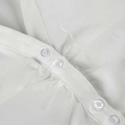 White Button Up Back Tie Long Sleeve