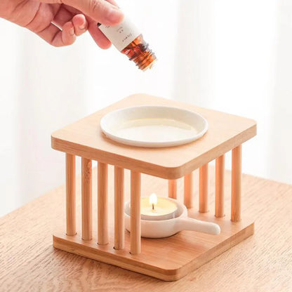 Wooden Side Pillar Essential Oil And Candle Holder Burner