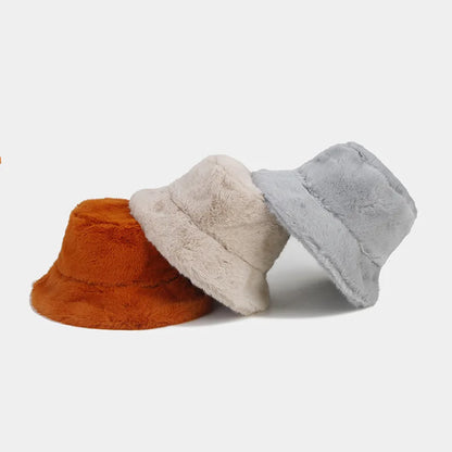 Solid Color Fur Bucket Hat