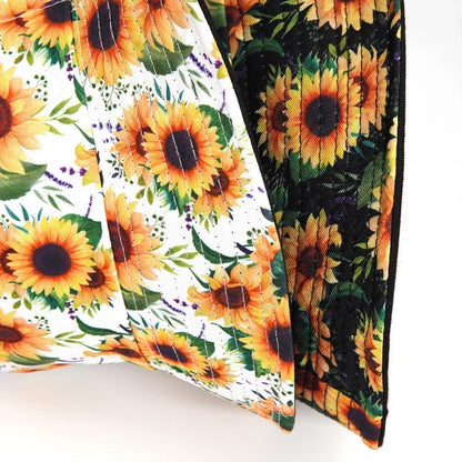 Neutral Cotton Sunflower Print Reversible Bucket Hat