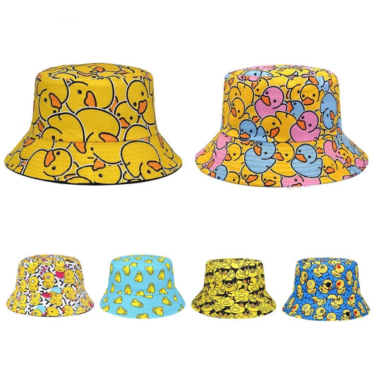 Duck Print Cotton Reversible Bucket Hat