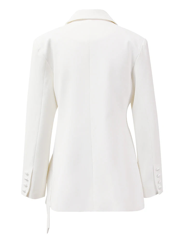 White Side Button Blazer