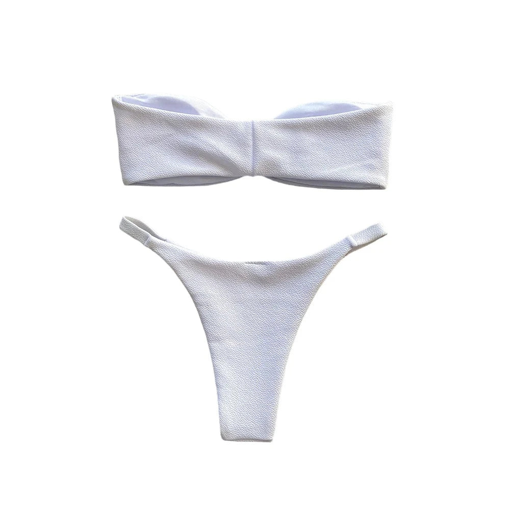 White U-Link Strapless Bikini