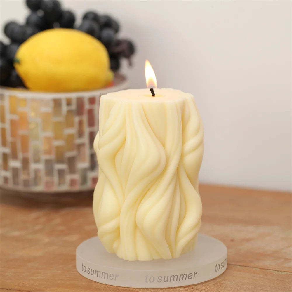 Wavy Cylinder Candle Mold