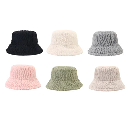 Soft Solid Color Fur Ribbed Bucket Hat