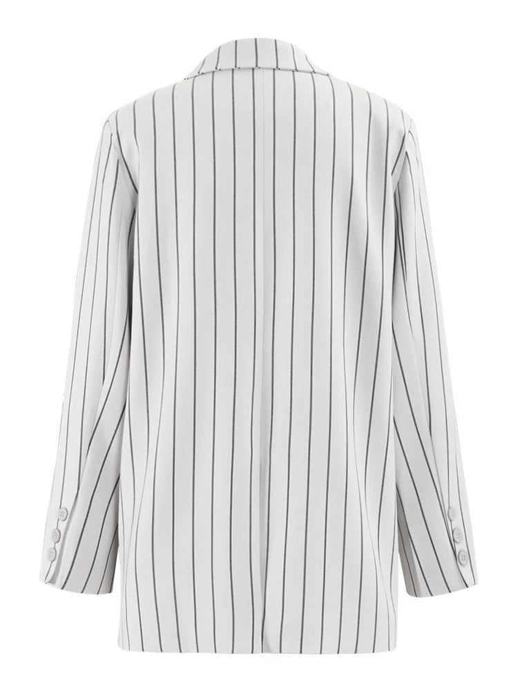 White Stripe Double Breasted Blazer