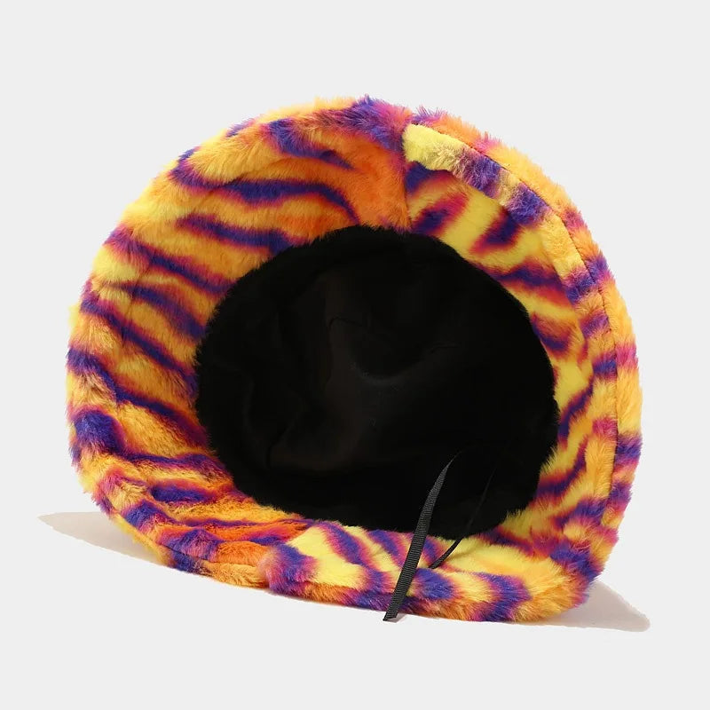 Moody And Neon Zebra Fur Bucket Hat