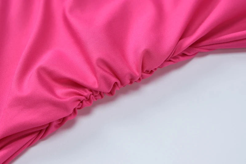 Solid Color Ruffle Tassel Double Side Slit Long Sleeve Maxi Dress