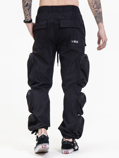 Neutral Drawstring Cargo Jogger Pants