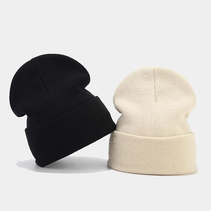 Solid Color Knit Ribbed Beanie