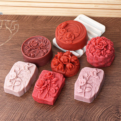 Candle 3D Rose Pattern Circle Jar Mold