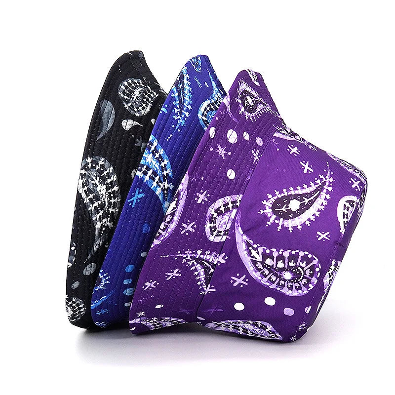 Solid Color Bandana Print Reversible Bucket Hat