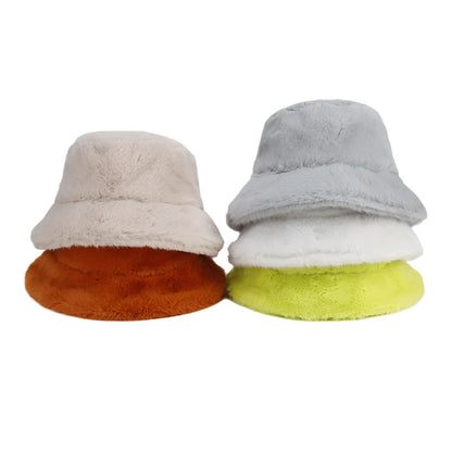 Solid Color Fur Bucket Hat