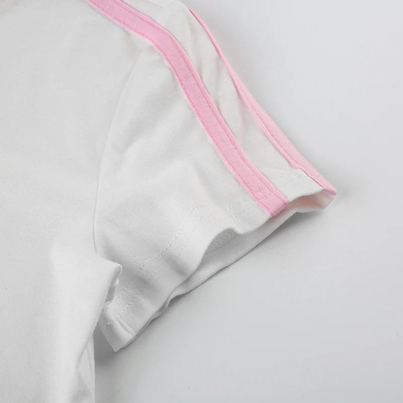 White Pink Trim I Am Bad Short Sleeve