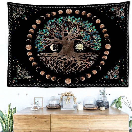 Moon Phases Tree Of Life Tapestry
