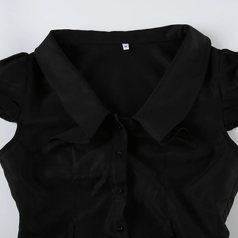 Black Button Up Short Sleeve