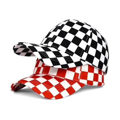 Two Toned Checkered Cotton Baseball Hat