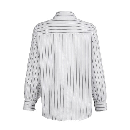 White And Black Stripe Ribbed Button Up Oversized Long Sleeve