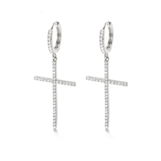 diamond Studded Cross Earrings