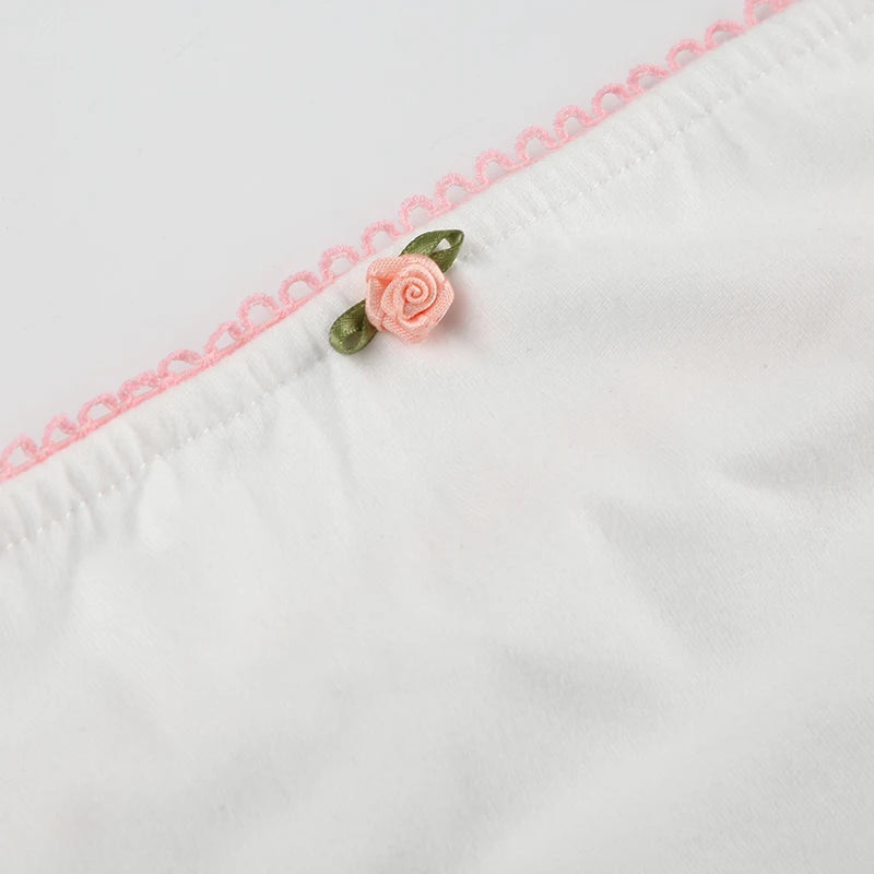 White Pink Rose And Lace Strapless Top