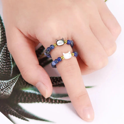 Polished Crystal Ball Cat Ring