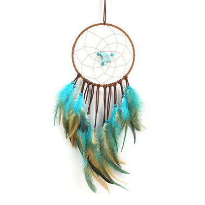 Turquoise Beaded Feathers Dream Catcher