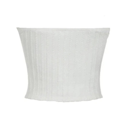 White Ribbed Ruched Bow Strapless Top