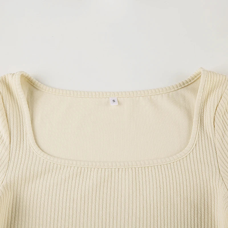 Beige Knit Ribbed Long Sleeve