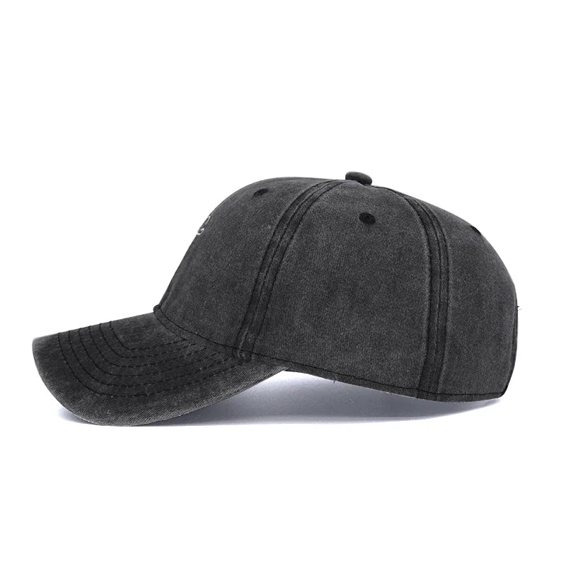 Solid Color Washed Out Cloud Lightning Embroider Cotton Baseball Hat