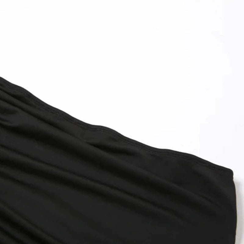 Black Corset Strapless Top And Drawstring Mini Skirt Set