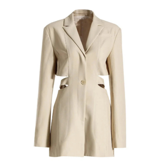 Neutral Side And Back Hollow Out Blazer