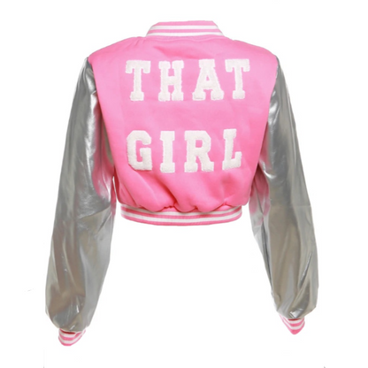 Solid Color Fleece That Girl Crop Bomber Jacket