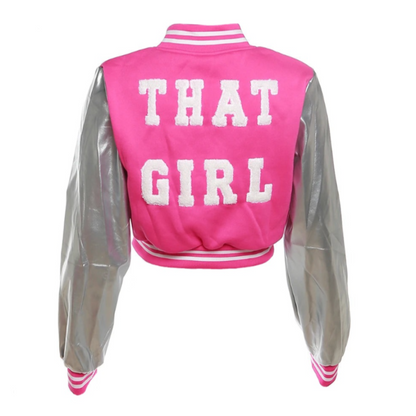 Solid Color Fleece That Girl Crop Bomber Jacket