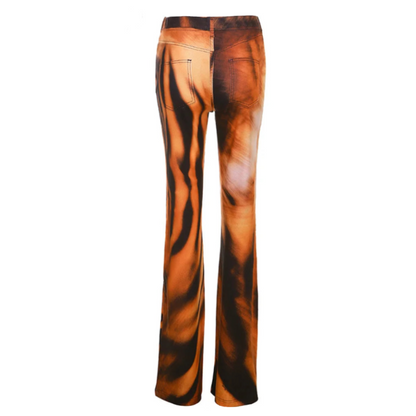 Tiger Print High Waisted Straight Pants