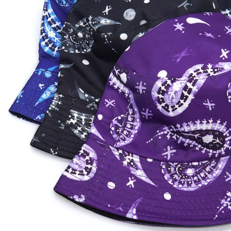 Solid Color Bandana Print Reversible Bucket Hat