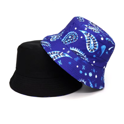 Solid Color Bandana Print Reversible Bucket Hat